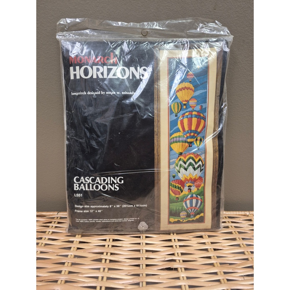 Monarch Horizons Vintage Cascading Balloons Longstitch Needlepoint Kit LS51 NOS